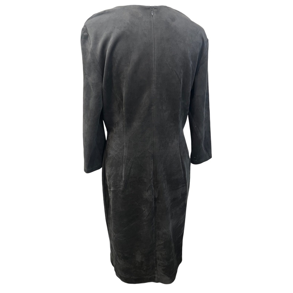 J.McLaughlin Gray Faux Suede Surplice Wrap Sheath Dress Long Sleeve Large - Picture 3 of 8